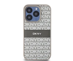 Apple iPhone 15 Pro DKNY odinis dėklas Mono Stripe &amp; Metal Logo (DKHCP15LPRTHSLE) beige