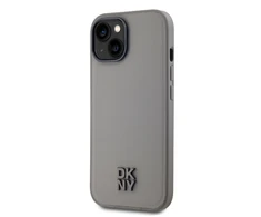 DKNY PU Leather Stack Logo Magsafe dėklas telefonui Apple iPhone 15 pilkos spalvos