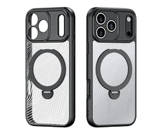 Dux Ducis Aimo Mag dėklas su Magnetic Ring and Stand skirtas Apple iPhone 17 Pro Max – juodos spalvos