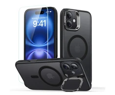 ESR Classic Hybrid KickStand HaloLock MagSafe & TEMPERED GLASS Apple iPhone 16 dėklas telefonui juodos spalvos