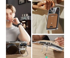 ESR Classic Hybrid KickStand HaloLock MagSafe & TEMPERED GLASS Apple iPhone 16 Plus dėklas telefonui skaidrus