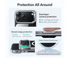 ESR klasikinis hibridinis „MagSafe“ dėklas su atramėle, skirtas „iPhone 17 Pro“ – skaidrus