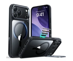 ESR klasikinis hibridinis „Kickstand MagSafe“ dėklas, skirtas iPhone 17 Pro Max – skaidrus, juodas