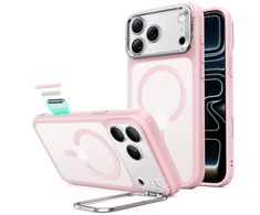 ESR Classic Hybrid su atlenkiama kojelė MagSafe dėklas iPhone 18 Pro / 17 Pro – matinė rožinė