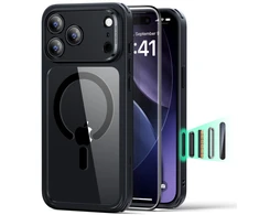 ESR Classic Hybrid MagSafe + grūdinto stiklo komplektas iPhone 17 Pro telefonui - skaidrus Juodas