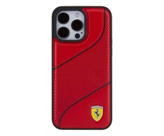 Ferrari Perforated Waves Metal Logo - dėklas skirtas Apple iPhone 15 Pro Raudona