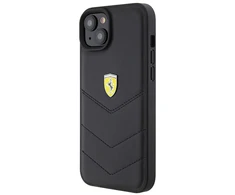 Apple iPhone 15 Plus Ferrari dėklas Quilted Metal Logo (FEHCP15MRDUK) juodos spalvos