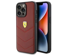 Ferrari Leather Stitched Lines dėklas, skirtas iPhone 15 Pro Max - raudonas