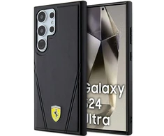 Samsung Galaxy S24 Ultra Ferrari dėklas Hot Stamp V Lines MagSafe (FEHMS24LP3BAK) juodos spalvos