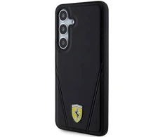 Samsung Galaxy S24 Plus Ferrari dėklas Hot Stamp V Lines MagSafe (FEHMS24MP3BAK) juodos spalvos