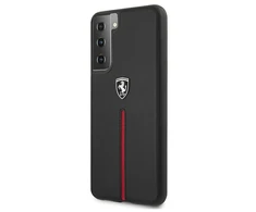 Ferrari FEOSIHCS21MBK S21 Plus G996 dėklas telefonui juodos spalvos Off Track Leather Nylon Stripe