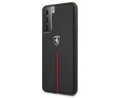 Ferrari FEOSIHCS21SBK S21 G991 dėklas telefonui juodos spalvos Off Track Leather Nylon Stripe