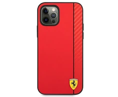 Ferrari FESAXHCP12LRE Apple iPhone 12 Pro Max 6.7" dėklas telefonui raudonos spalvos On Track Carbon Stripe