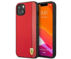 Apple iPhone 13 Mini Ferrari dėklas On Track Carbon Stripe (FESAXHCP13SRE) raudonos spalvos