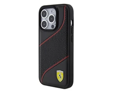 Apple iPhone 15 Pro Ferrari dėklas Perforated Waves Metal Logo (FEHCP15LPWAK) juodos spalvos