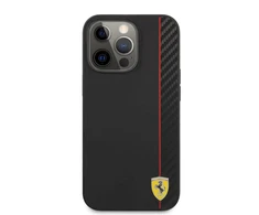 „Ferrari FESAXHCP13XBK iPhone 13 Pro Max“ 6,7 colio juodas kietas dėklas „On Track Carbon Stripe“