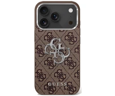 Guess 4G Big 4G Classic Logo dėklas skirtas Apple iPhone 17 rudos spalvos sidabro spalvos