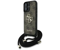 GUESS dėklas skirtas Apple iPhone 16 Plus GUHCP16MP4GMGCRW (CBDY PU 4G Big Logo W/Cord Strap) rudos spalvos