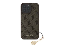 Guess 4G Charm Apple iPhone 16 Pro Max Tone on Tone dėklas telefonui rudos spalvos