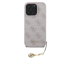 Guess 4G Charm dėklas skirtas Apple iPhone 16 Pro Tone on Tone Rožinė
