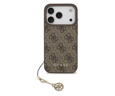 Guess 4G Charm dėklas skirtas Apple iPhone 17 Pro Tone on Tone rudos spalvos