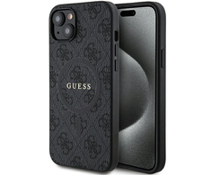 Dėklas GUESS GUHMP15SG4GFRK IPHONE 15/14/13 6.1 "Juodas / Juodas HARDCASE 4G COLLECTION LEATHER METAL MAGSAFE LOGO