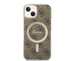 Guess 4G MagSafe Apple iPhone 15 / 14 / 13 - dėklas telefonui rudos spalvos