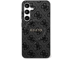 Guess 4G Ring Classic Logo MagSafe dėklas skirtas Samsung Galaxy S25 FE juodos spalvos