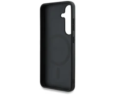 Guess 4G Round Patch Classic Logo MagSafe Samsung Galaxy S25 dėklas telefonui juodos spalvos