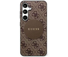 Guess 4G Round Patch Classic Logo MagSafe - dėklas skirtas Samsung Galaxy S25 Ultra ruda