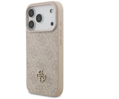 Guess 4G Small Classic Logo MagSafe dėklas, skirtas iPhone 18 Pro / 17 Pro, rožinis