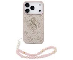 Guess 4G Strap 4G Classic Logo dėklas skirtas Apple iPhone 17 Pro rožinės spalvos