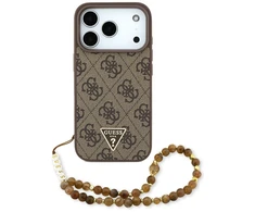 Original dėklas GUESS 4G Strap Triangle Logo MagSafe skirtas Apple iPhone 17 Pro rudos spalvos