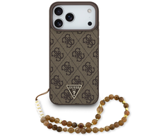 Original dėklas GUESS 4G Strap Triangle Logo MagSafe skirtas Apple iPhone 17 Pro Max rudos spalvos