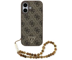Original dėklas GUESS 4G Strap Triangle Logo MagSafe skirtas Apple iPhone 17 rudos spalvos