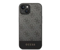 Guess 4G Bottom Stripe Metal Logo Collection – dėklas, skirtas iPhone 14 Plus (pilkas)