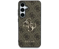 Guess PU 4G Metal Logo dėklas skirtas Samsung Galaxy S25 Ultra rudos spalvos