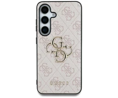 Guess PU 4G Metal Logo dėklas skirtas Samsung Galaxy S25 Ultra rožinės spalvos