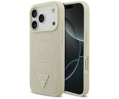 GUESS dėklas IPHONE 17 Pro, suderinamas su MagSafe GUHMP17LPCRTHCD (PU krokodilo trikampio logotipas) auksinis