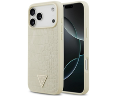 GUESS dėklas, skirtas IPHONE 17 Pro Max, suderinamas su MagSafe GUHMP17XPCRTHCD (PU krokodilo trikampio logotipas), auksinis