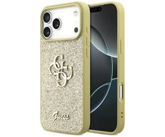 Guess Fixed Glitter Big 4G dėklas skirtas Apple iPhone 17 Pro Max aukso spalvos