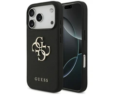 Original dėklas GUESS Grained Big 4G & Classic Logo skirtas Apple iPhone 17 Pro juodos spalvos