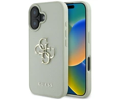 Guess Grained Big 4G Logo Small Classic Logo Apple iPhone 16 dėklas telefonui žalios spalvos