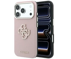 Dėklas Guess Grained &amp; Big Resin Logo do iPhone 18 Pro Max / 17 Pro Max rožinė