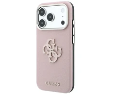 Dėklas Guess Grained &amp; Big Resin Logo do iPhone 18 Pro Max / 17 Pro Max rožinė