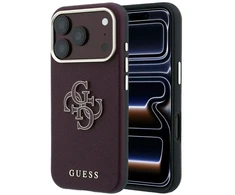 Dėklas Guess Grained &amp; Big Resin Logo case for iPhone 18 Pro / 17 Pro burgundy