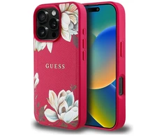 Guess Grained Printed Flower Pattern MagSafe - dėklas skirtas Apple iPhone 16 Pro fuchsia