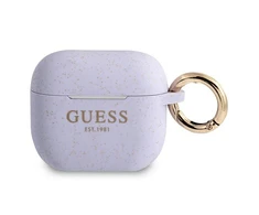 Guess apsauginis dėklas GUA3SGGEU silikoninis blizgus, skirtas AirPods 3 purpurinis