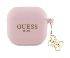 Dėklas Guess GUA4LECG4P AirPods 4 cover rožinės spalvos silikoninis 4G Charm