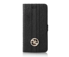 Guess Universalus dėklas GUBKLHEBK 4,6 - 5,2 juodas 4G Heritage max 14,5x7,5cm